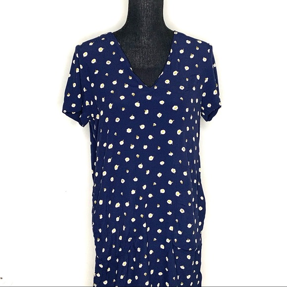 Madewell Navy Blue Button Easy Dress in Daisy Dot - Picture 5 of 14